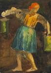 Самохвалов А.Н. Женщина с ведрами. Из серии «Ладога». 1926